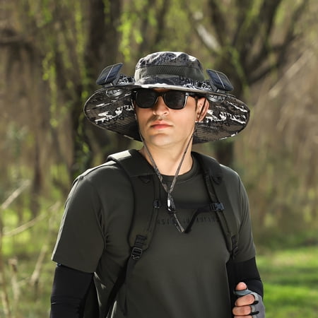 2026 New Solar Fan Sun Hat for Men Outdoor Wide Brim Fishing & Mountaineering Cooling Hat Summer Sun Protection Cap