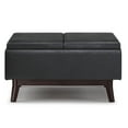 thumbnail image 6 of Owen 34 inch Wide Mid-Century Modern Tray Top Small Coffee Table Storage Ottoman in Distressed Black Vegan Leather, 6 of 10