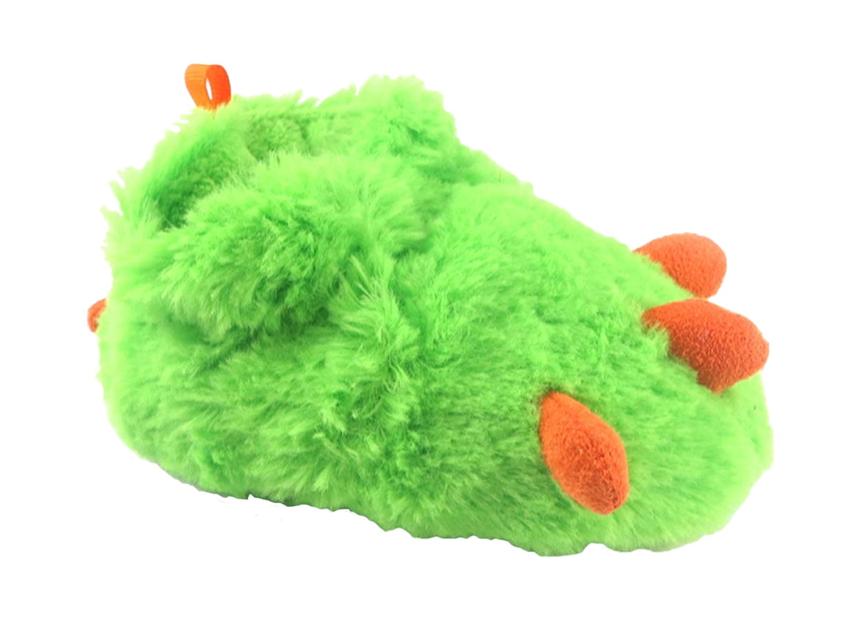 Boys Paw Boot Fuzzy Slippers Green Orange Size 3 - Walmart.com