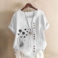 thumbnail image 2 of successthop Holiday Shirts Women Casual Plus Size Crewneck T Shirt Button Lightweight Short Sleeve Tops Floral Outfits M, 2 of 5