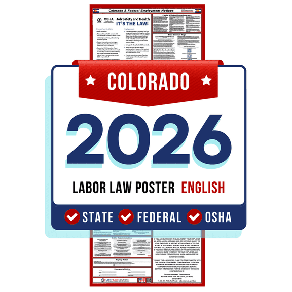 Colorado State and Federal Labor Law Poster 2026 - Non-Laminated Paper
