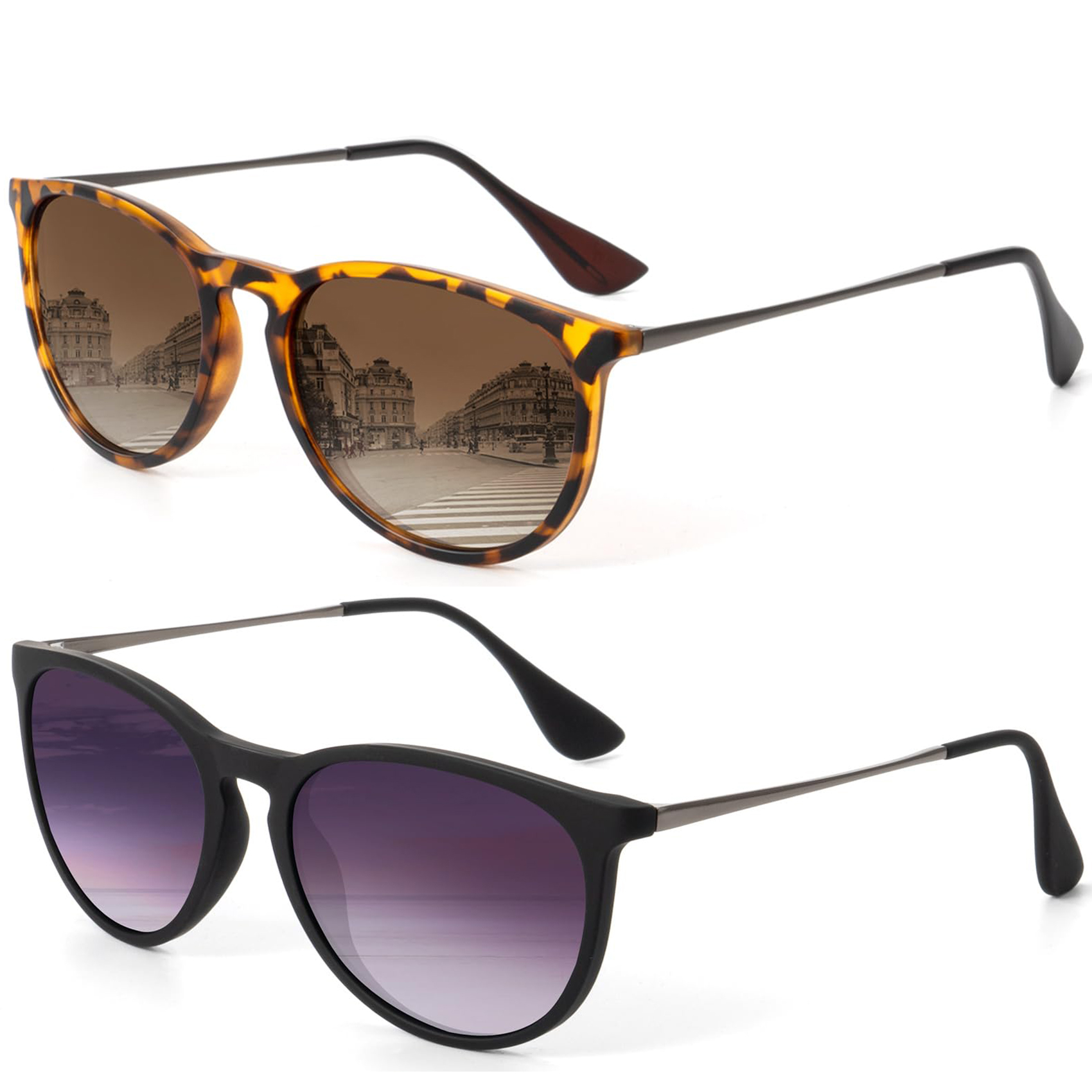 KALIYADI Sunglasses Womens Polarized Womens-Sunglasses: Trendy Sun Glasses with UV400 Retro Style for Party Beach Shopping(2 Pack)