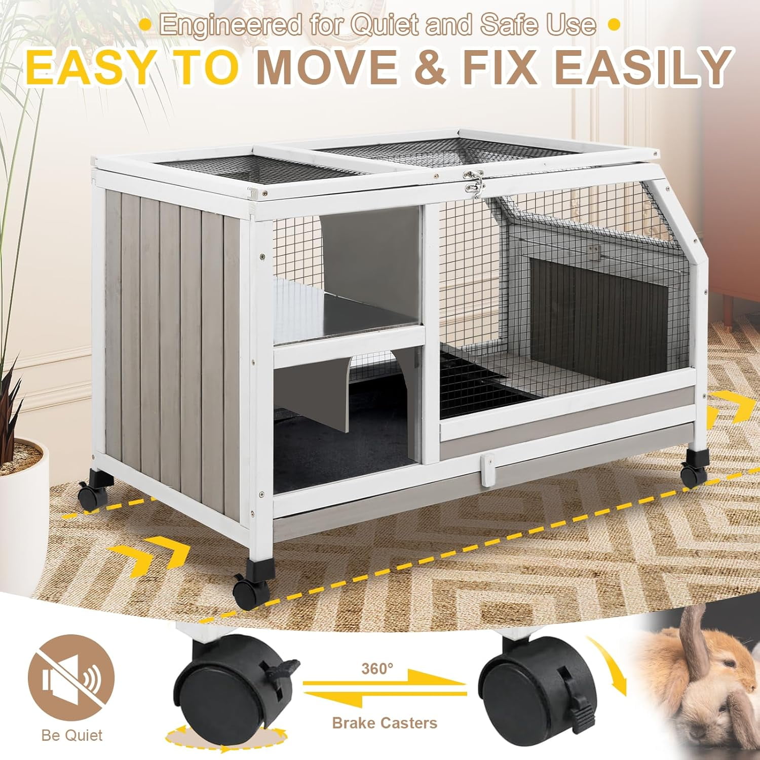 LEHOME Rabbit Hutch Indoor - Weatherproof, Multi-Level, Easy Assembly, Lockable, and Comfortable