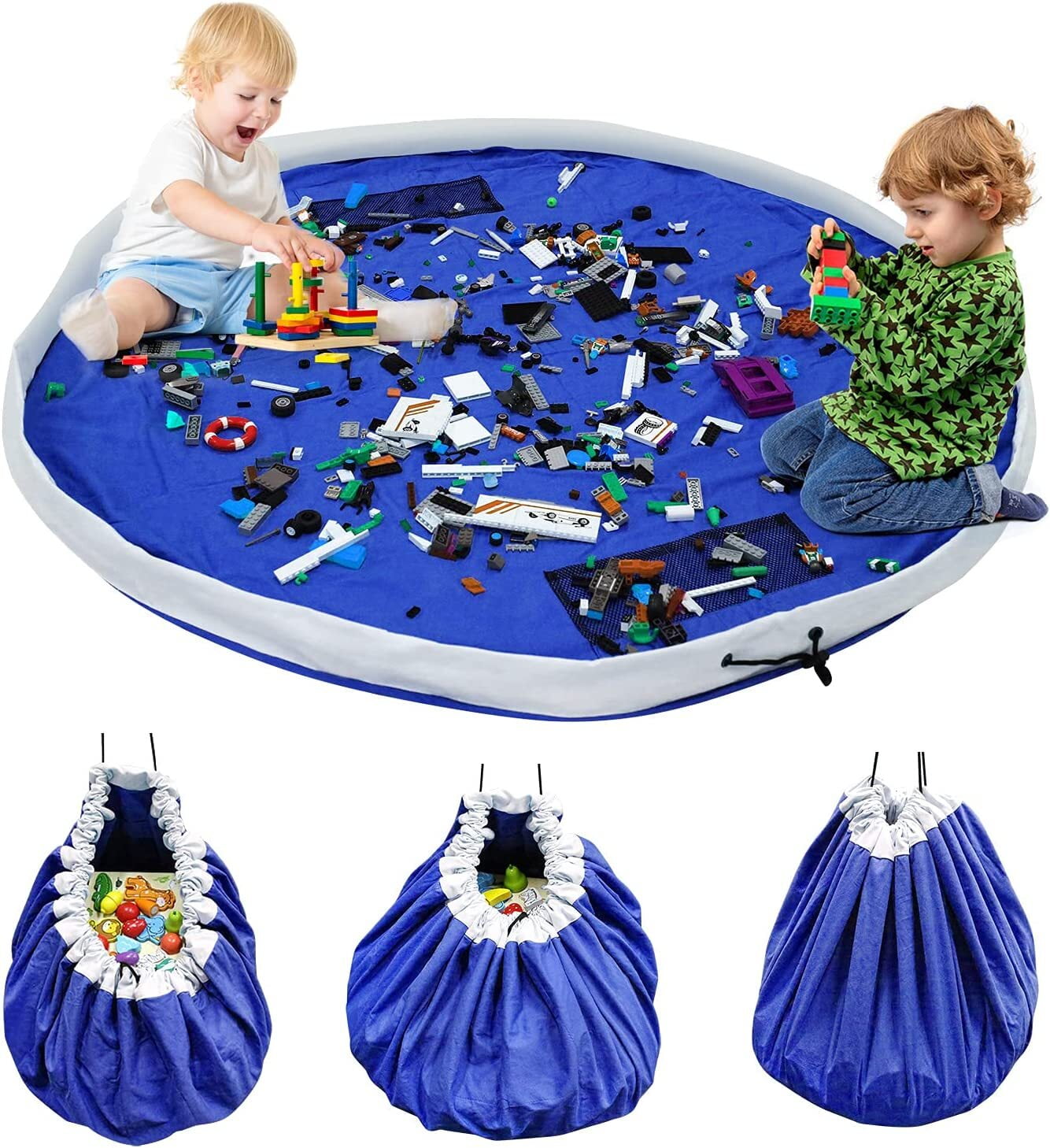 Welltop Children's Toy Storage Bag, Large Cotton Canvas Toy Bag, Movable Easy Tidy Game Storage