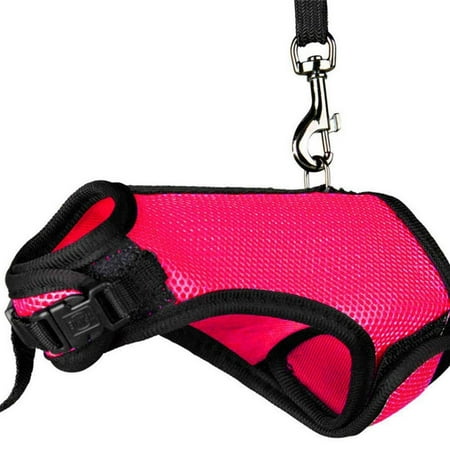 Adjustable Pet Accessories Small Animals Leads Rat Bunny Vest Leashes Set Rabbit Harness Leash Chest Strap Small Pet Supplies ROSE RED XL