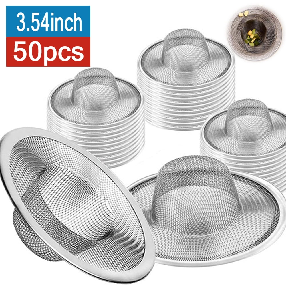 50Pack Kitchen Bathroom Sink Drain Strainer Screen Stainless Steel ...