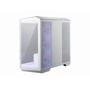 MSI MAG PANO M100R PZ White Micro-ATX PC Case - Supports Back-Connect Motherboard, 4 ARGB Fans, Lighting Hub, GPU Support Stand, Dust Filters, USB Type-C (20Gbps), 270-degree Panoramic Display
