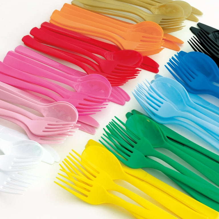 Way to Celebrate! Assorted Color Plastic Forks, 24pcs