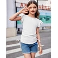 thumbnail image 5 of Arshiner Cute Shirts for Girls Girls Summer Tops Short Sleeve Ruched Knot Side Casual Loose Spring and Summer Tops Tee Blouse Green 9-10 Years 8 Off-white, 5 of 8
