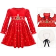 thumbnail image 5 of Sunny Fashion Robe Fille Chapeau de Noël Velours Rouge Manches Longues Taille 4-14, 5 of 5