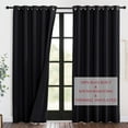 thumbnail image 3 of NICETOWN Soundproof Curtains for Living Room, 3 Layers Full Blackout Curtains Grommet Thermal Insulated Drapes for Dining Room, Inside Detachable Felt Liner Curtains, Black, 52"x84", 2 Panels, 3 of 11