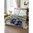 thumbnail image 3 of Twin Size Flat Sheet Only, Blueberries Soft Brushed Microfiber Bed Sheets, Farmhouse Blue Fruits Green Botanical Hotel Quality Breathable Bedding Top Sheet, Easy Care, 66"x96", 3 of 9