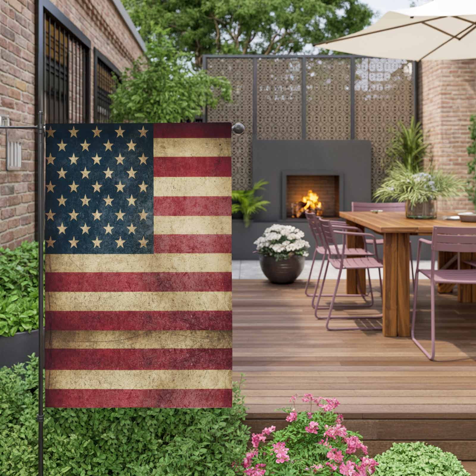 Retro American Flag House Flag 28 x 40 Inches, Independence Day Red Stripes Blue Stars Weather Proof Outdoor Patio Flags Double Sided Small House Decoration for Yard Lawn Outside Home