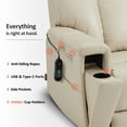 thumbnail image 4 of MCombo 450LB Oversized Dual Motor Power Lift Recliner Chair for Big Tall Elderly, Hidden Cup Holders, Faux Leather, Cream White, 4 of 10