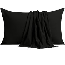 NTBAY Ultra Soft Double Brushed Microfiber Pillowcase Set, Hypoallergenic, King Size, Black, 2 Pack