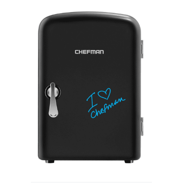 Chefman 4L Portable Dry Erase Mini Fridge With Warming, Black
