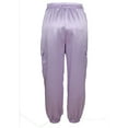 thumbnail image 5 of OGLCCG Womens Satin Cargo Pants Casual High Waist Ankle Length Silky Satin Joggers Pants with Pockets Solid Color Pull on Tapered Trousers,M,Purple, 5 of 6