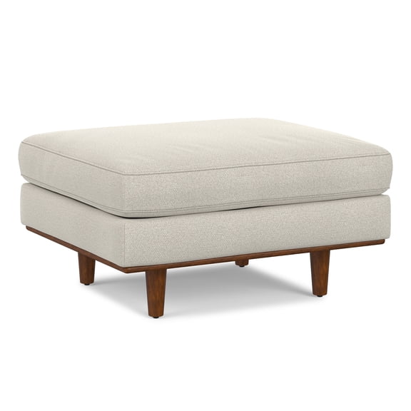 Simpli Home Morrison 33 inch Wide Mid-Century Modern Table Ottoman in Cream White Woven-Blend Fabric