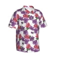 thumbnail image 3 of Xecao Peonies print Hawaiian shirt - a stylish short-sleeve button-down for men, perfect for casual beach and tropical outings., 3 of 9