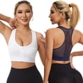 thumbnail image 5 of Bosfbaoi Women's Plus Size Sports Bras Solid Color Zip-Front High Impact Support Sports Bra Racerback Mesh Breathable Wirefree Sports Bras, 5 of 5
