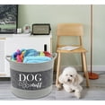 thumbnail image 7 of Cotton felt round dog toy box and dog toy basket storage with handle, doggie toy bin - Good idea for organizing pet toys, blankets, leashes, clothing, dry food and any doggie stuff, 7 of 7