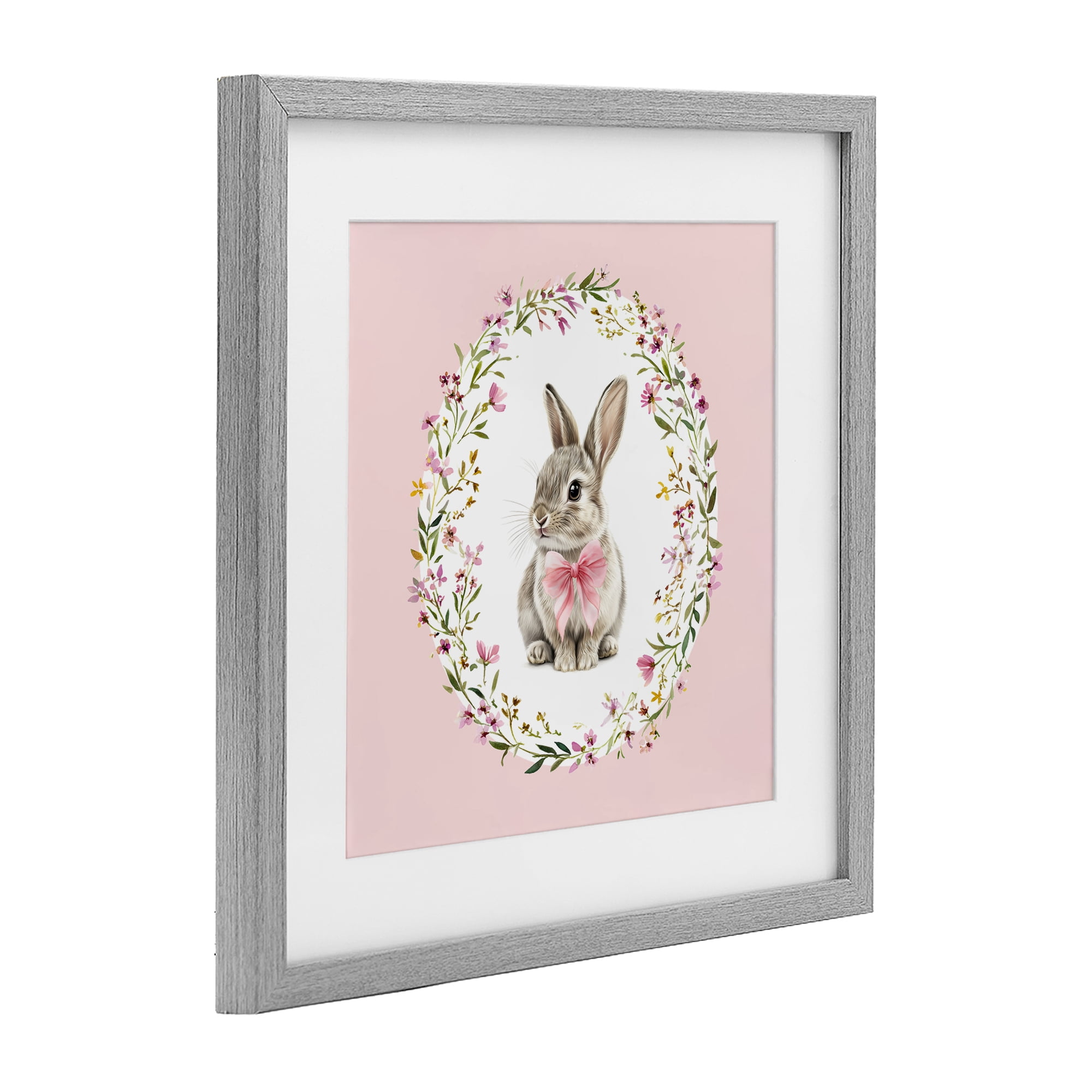 Stupell Industries Blush Pink Bunny Gray Framed Print Under Glass, design by Christine Simpson Art