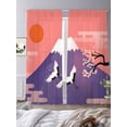 thumbnail image 3 of Japanese Sheer Curtains 84 Inch Length 2 Panels for Living Room, Nature Mountain Sun Blossoms Cherry Scenery Voile Kitchen Curtain Set, Luxury Privacy Drapes Window Treatment for Bedroom, 3 of 7