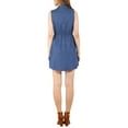 thumbnail image 3 of INSPIRE CHIC Women's Sleeveless Collar Button Down Tie Waist Belt Denim Shirt Dress L Blue, 3 of 7