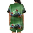 thumbnail image 3 of Lsque Red-Eyed Tree Frog-1 Women's Short-Sleeved Pajama Set - 2 Piece Soft and Lightweight Sleepwear Set-Large, 3 of 9
