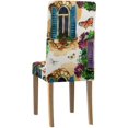 thumbnail image 4 of ABPHQTO Ventana con flores, piedras de ladrillo y mariposa, funda protectora para silla, funda protectora para asiento, para comedor, Hotel, fiesta de boda, juego de 6, 4 of 4