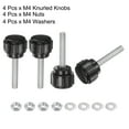 thumbnail image 4 of Uxcell 4 Set Male Thread Head Knurled Clamping Knobs Thumb Screws with Nuts Washers Black M4 x 20mmx 14mm Zinc Plated Carbon Steel, 4 of 5