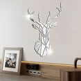 thumbnail image 5 of Gift Home Decoration Multiple Sizes Living Room Mural 3D Deer Head Stickers Mirror Surface Decals Wall Art SILVER S(43X26CM), 5 of 8