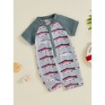 thumbnail image 6 of Aojekbee Kids Boys Summer Swimwear Casual Tractor/Fish Print Short Sleeve Zipper Rash Guard Swimsuit Beachwear Bathing Suit, 6 of 10