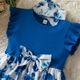 thumbnail image 5 of AUNVITO Toddler Floral Print Ruffle Dress Cap Sleeve Waist Tie Princess with Hair Band, 5 of 9