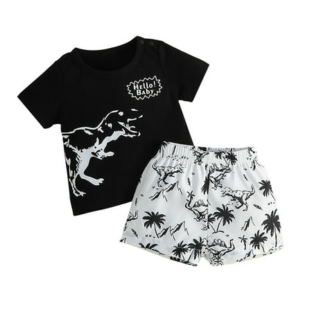 

GWAABD Baby Clothes Boy Summer Baby Cartoon Dinosaur T Shirt Pants Two Piece Beach Clothes Short Two Shirts for Boys MAMA S Boy