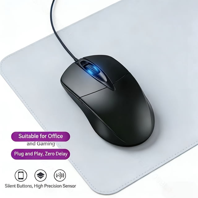 1pc Wired Black Premium Desktop Computer Universal Sliding , Sensitive And Comfortable Grip, for Pc/Laptop/Notebook, Computer Additions, Compact Design, Fashion , Tracking,