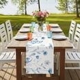 thumbnail image 4 of Table Runners 72 Inches Long Dress Scarves, Blue Spring Floral Farmhouse Kitchen/Dining Table Runner, Coffee Tablerunners, Summer Flowers Botanical Elegant 16x72 Inch, 4 of 9