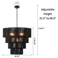 thumbnail image 4 of KAWOTI 5-Light Black Oversize 4-Tiered Pendant Light with Rattan Shade, 4 of 8