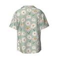 thumbnail image 5 of Uemuo Daisies Flowers Pattern Cotton Linen Short Sleeve Shirts,Casual Lightweight Button Down Shirts,Vacation Beach Summer Tops-Small, 5 of 7