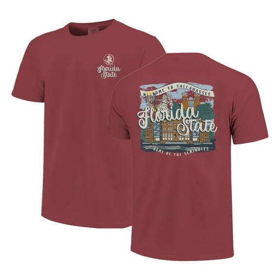 Women's Garnet Florida State Seminoles Comfort Colors Campus Scene Drawing Script T-Shirt