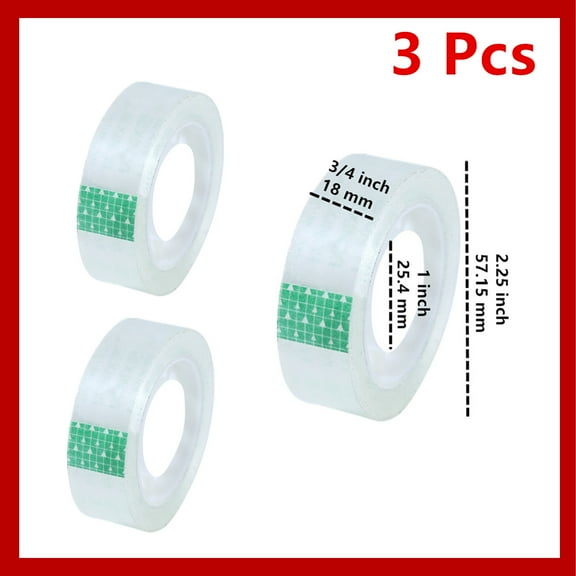 3 Rolls of Crystal Clear Transparent Tape Dispenser Refill 3/4" x 1000" 1 inch Core, Clear Tape Refill Rolls for Gift Wrapping, Home, School Office Supplies, Wholesale