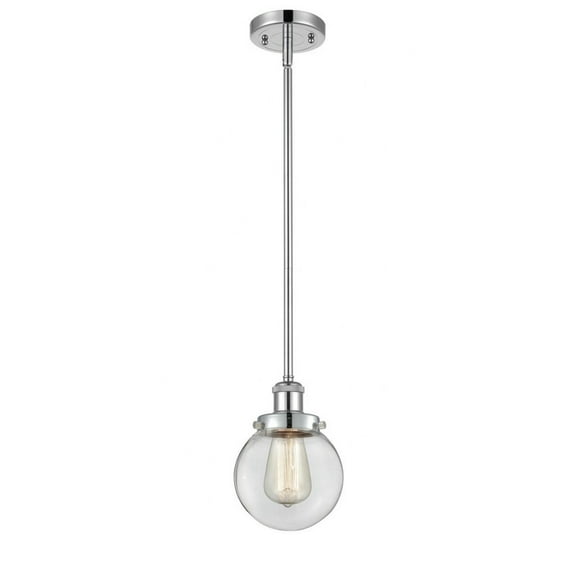 916-1S-PC-G202-6 Innovations Lighting Beacon - 1 Light Stem Hung Mini Pendant In Modern Style-9 Inches Tall and 6 Inches Wide-Polished Chrome