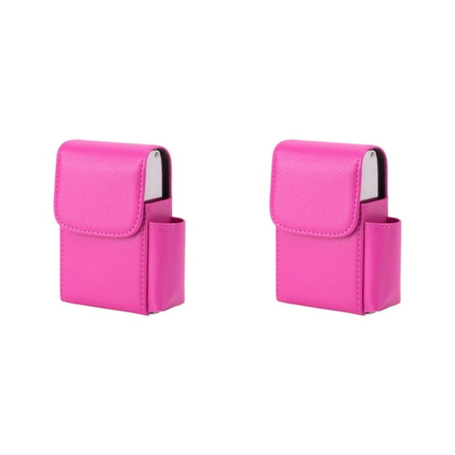 Bearachild Elegante pitillera de PU con tarjetero de visita, estuche multiusos para tarjetas de visita, buenos regalos, Lychee rose rosa lichi 2Conjunto