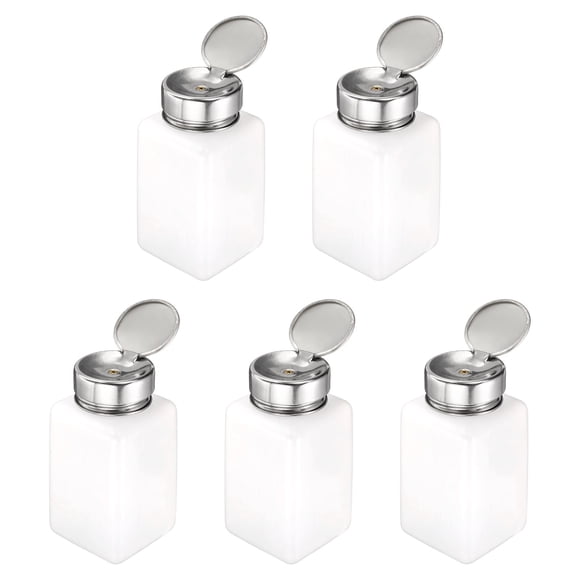 Distributeur de Solvant et d'Alcool 5 Pcs 180 ml (6 Oz) Dissolvant de Vernis à Ongles, Bouteille Pompe à Pression avec Tête de Pression en Acier Inoxydable pour Nettoyant à l'Acéton, Dissolvant de Vernis, Blanc