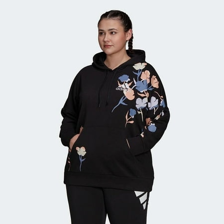 Adidas Women's Plus Size Floral Graphic Hoodie HB4571 Black