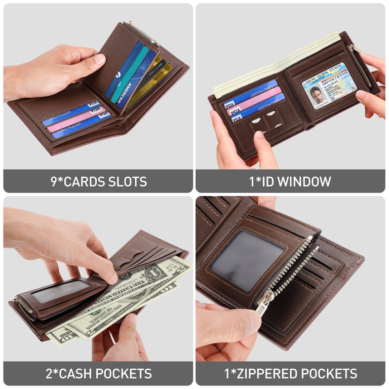 Cshidworld Men's Genuine Leather Bifold Wallet, RFID Blocking photo 3