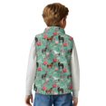thumbnail image 6 of Xixirimido Horses Floral Teal Pattern Boys Girls Fleece Vest Sleeveless Stand-up Collar Jacket with Pockets Full-Zip Fall Winter Warm Outerwear for 11-12, 6 of 7