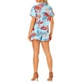 thumbnail image 3 of Women Hawaiian Sets 2 Pieces Floral Button Down Shirt and Shorts Tropical Vacation Beach Casual Outfits 2025 L Sky Blue, 3 of 6