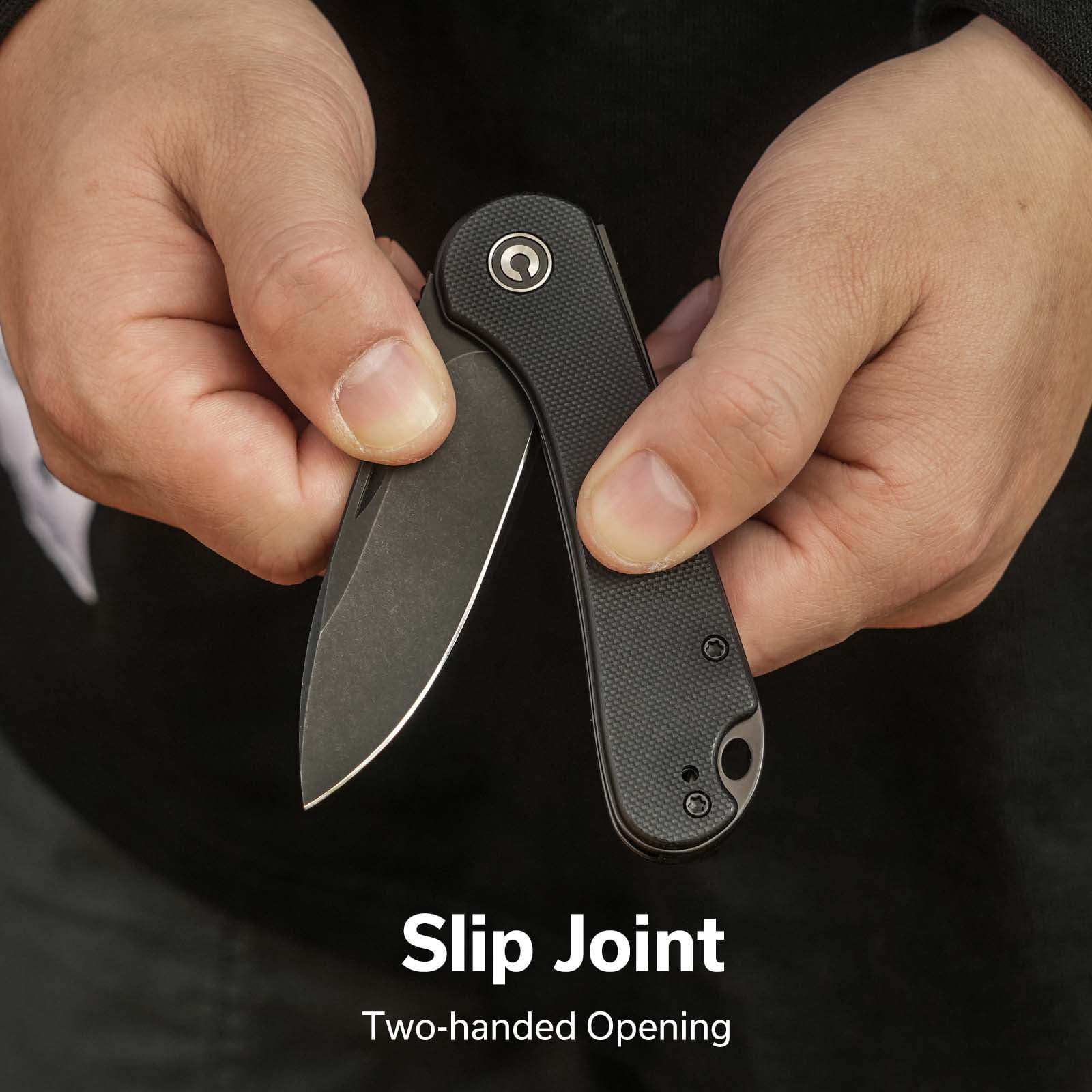 CIVIVI Elementum Slip Joint Pocket Knife, Folding Knife with 2.96" Swedish 14C28N Blade G10 Handle C18062AJ-1 (Black)