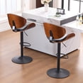 thumbnail image 4 of Kidol & Shellder Black Swivel Barstool Adjustable Bentwood Bar Stool Kitchen Island Counter Stool with Faux Leather Upholstery, Backrest & Footrest, Ideal for Breakfast Bars, Dining Rooms, 4 of 7